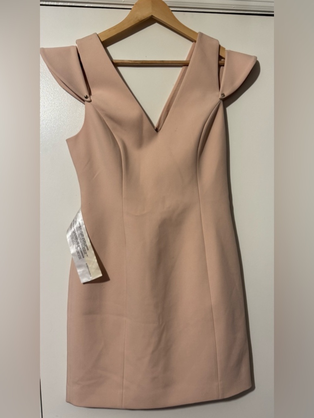 BCBGMaxAzria Blush Pink V-Neck Midi Sheath Dress